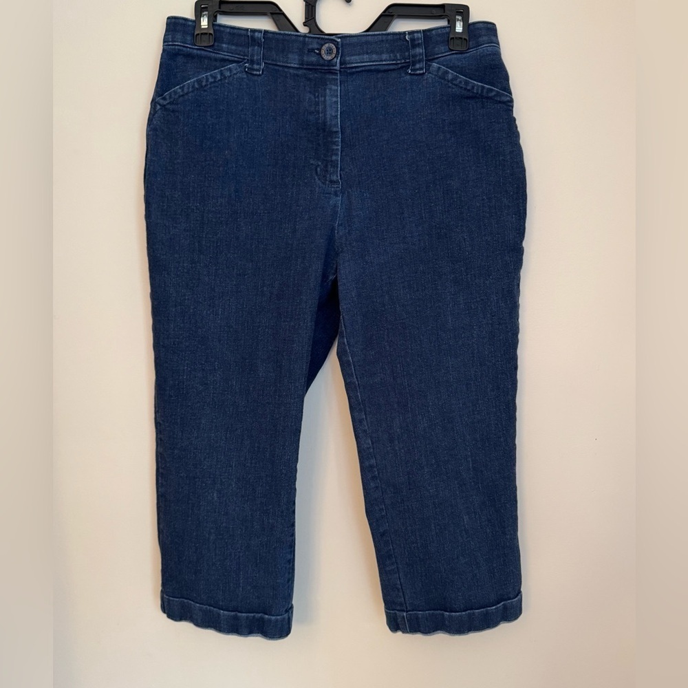 L.L. Bean Classic Fit Straight Leg Cropped Jeans Size 14 Reg Stretch Denim Capri